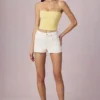 Beata High-Waist A-Line Shorts in Ecru Wash Beata High-Waist A-Line Shorts in Ecru Wash