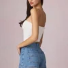 Beata High-Waist A-Line Shorts in Mid-Blue Wash Beata High-Waist A-Line Shorts in Mid-Blue Wash