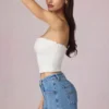 Beata High-Waist A-Line Shorts in Mid-Blue Wash Beata High-Waist A-Line Shorts in Mid-Blue Wash