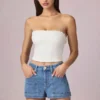Beata High-Waist A-Line Shorts in Mid-Blue Wash Beata High-Waist A-Line Shorts in Mid-Blue Wash
