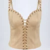 Bela Lace-Up Top in Tan Bela Lace-Up Top in Tan
