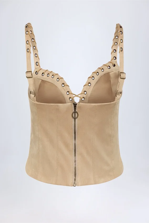 Bela Lace-Up Top in Tan Bela Lace-Up Top in Tan