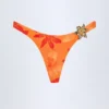 Beqa Hardware-Detail Cheeky Bikini Bottoms in Orange Orchid Print Beqa Hardware-Detail Cheeky Bikini Bottoms in Orange Orchid Print