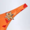 Beqa Hardware-Detail Cheeky Bikini Bottoms in Orange Orchid Print Beqa Hardware-Detail Cheeky Bikini Bottoms in Orange Orchid Print