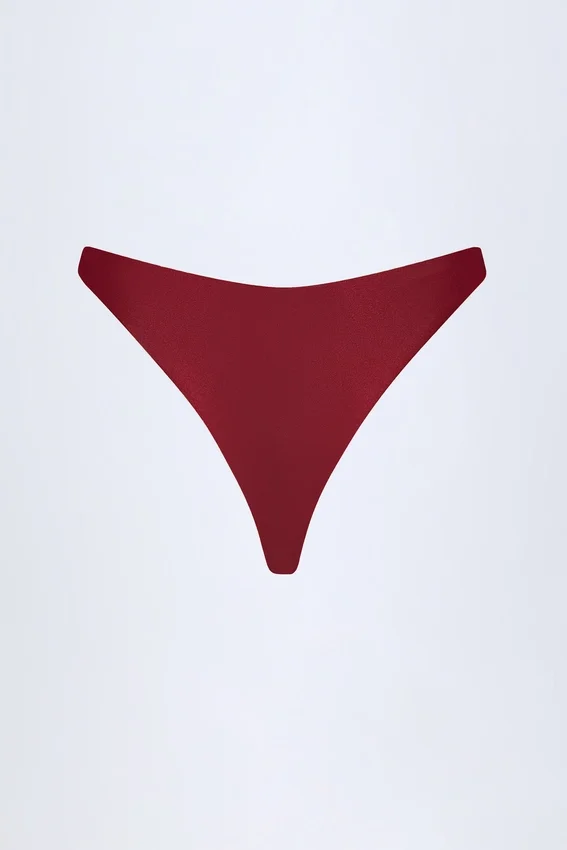 Bermuda Bead-Embellished Cheeky Bikini Bottoms in Dark Cherry Bermuda Bead-Embellished Cheeky Bikini Bottoms in Dark Cherry
