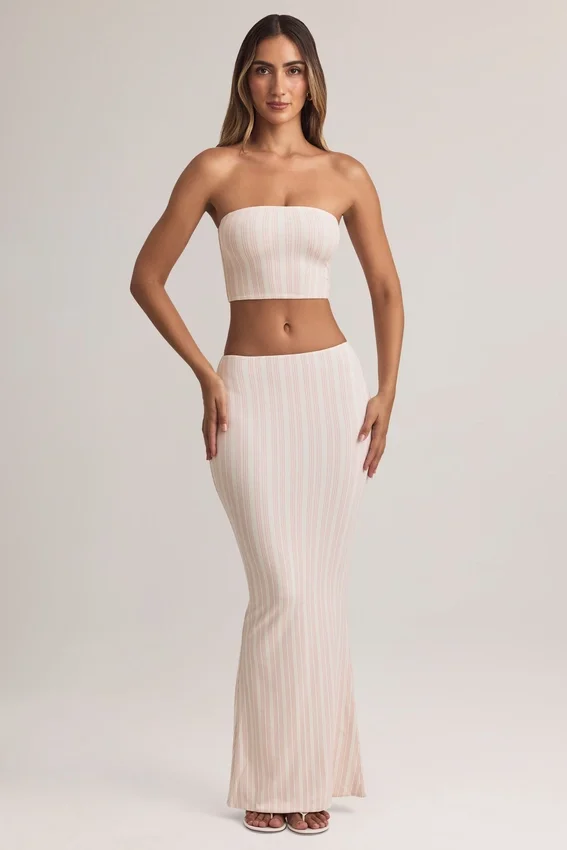 Blake Modal Mid-Rise Maxi Skirt in Stripe Print Blake Modal Mid-Rise Maxi Skirt in Stripe Print