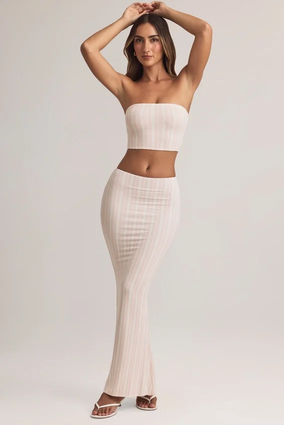 Blake Modal Mid-Rise Maxi Skirt in Stripe Print Blake Modal Mid-Rise Maxi Skirt in Stripe Print