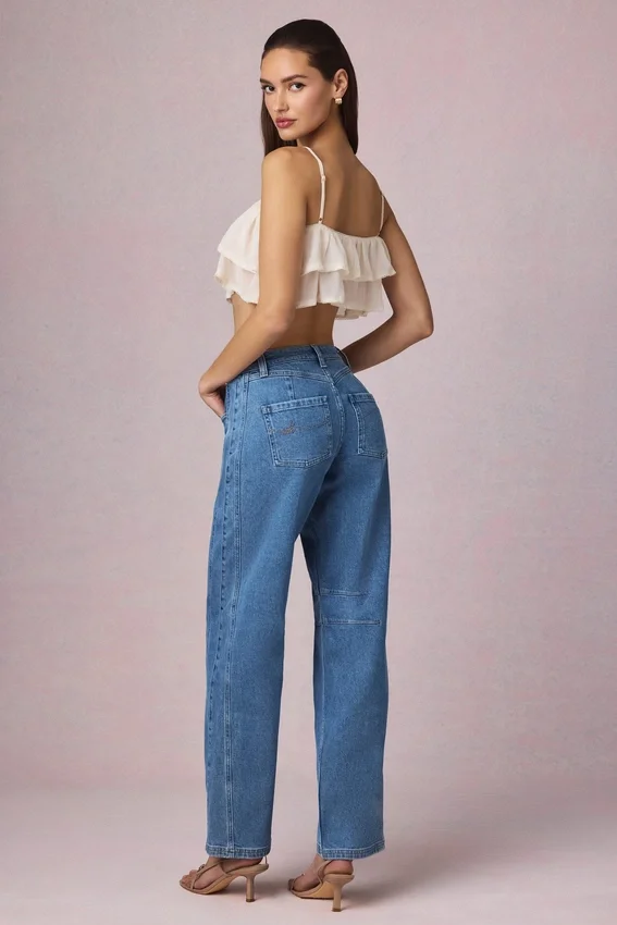 Bobbi Mid-Rise Barrel-Leg Jeans in Mid-Blue Wash Bobbi Mid-Rise Barrel-Leg Jeans in Mid-Blue Wash