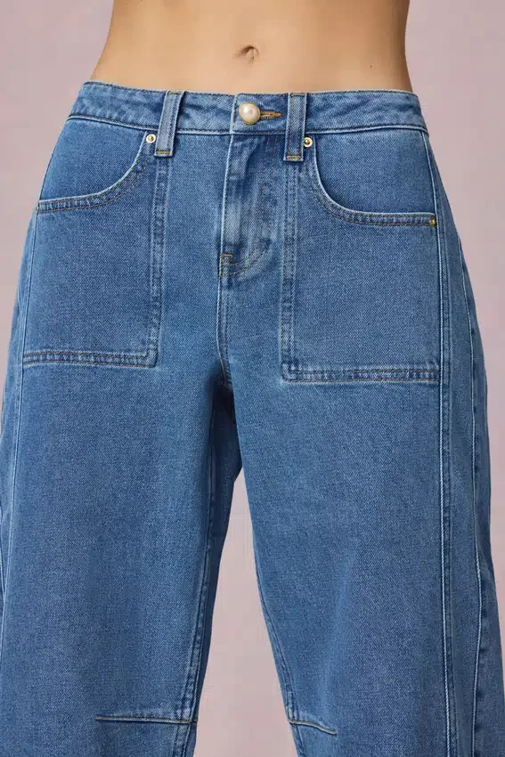 Bobbi Mid-Rise Barrel-Leg Jeans in Mid-Blue Wash Bobbi Mid-Rise Barrel-Leg Jeans in Mid-Blue Wash
