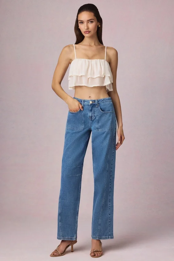 Bobbi Mid-Rise Barrel-Leg Jeans in Mid-Blue Wash Bobbi Mid-Rise Barrel-Leg Jeans in Mid-Blue Wash