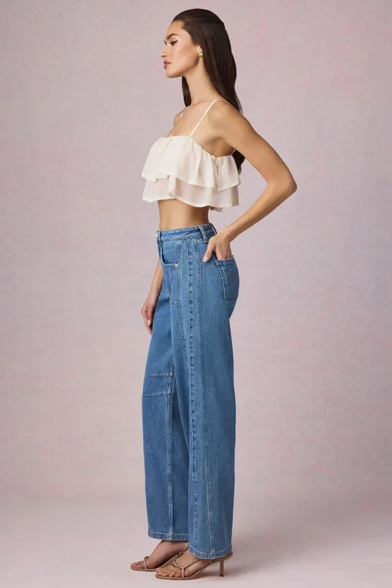 Bobbi Mid-Rise Barrel-Leg Jeans in Mid-Blue Wash Bobbi Mid-Rise Barrel-Leg Jeans in Mid-Blue Wash