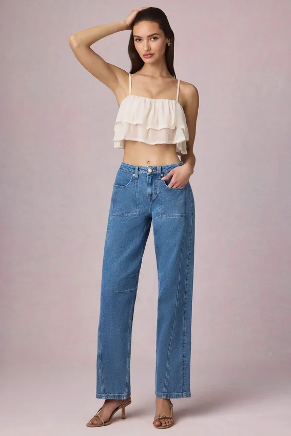 Bobbi Mid-Rise Barrel-Leg Jeans in Mid-Blue Wash Bobbi Mid-Rise Barrel-Leg Jeans in Mid-Blue Wash