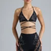 Bonnie Embellished High-Waist Shorts in Black Bonnie Embellished High-Waist Shorts in Black