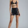 Bonnie Embellished High-Waist Shorts in Black Bonnie Embellished High-Waist Shorts in Black