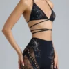 Bonnie Embellished High-Waist Shorts in Black Bonnie Embellished High-Waist Shorts in Black