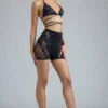 Bonnie Embellished High-Waist Shorts in Black Bonnie Embellished High-Waist Shorts in Black
