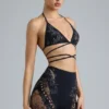 Liberty Embellished Cross-Strap Bikini Top in Black Liberty Embellished Cross-Strap Bikini Top in Black