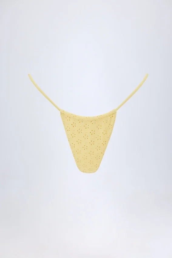 Bosa Broderie Anglaise Drawstring Bikini Bottoms in Lemon Yellow Bosa Broderie Anglaise Drawstring Bikini Bottoms in Lemon Yellow