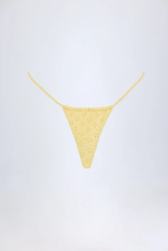 Bosa Broderie Anglaise Drawstring Bikini Bottoms in Lemon Yellow Bosa Broderie Anglaise Drawstring Bikini Bottoms in Lemon Yellow