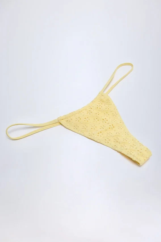 Bosa Broderie Anglaise Drawstring Bikini Bottoms in Lemon Yellow Bosa Broderie Anglaise Drawstring Bikini Bottoms in Lemon Yellow