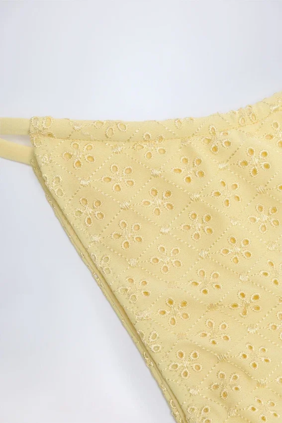 Bosa Broderie Anglaise Drawstring Bikini Bottoms in Lemon Yellow Bosa Broderie Anglaise Drawstring Bikini Bottoms in Lemon Yellow