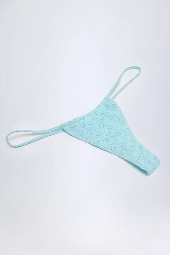 Bosa Broderie Anglaise Drawstring Bikini Bottoms in Powder Blue Bosa Broderie Anglaise Drawstring Bikini Bottoms in Powder Blue