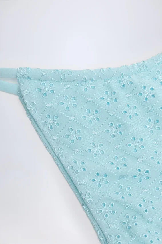 Bosa Broderie Anglaise Drawstring Bikini Bottoms in Powder Blue Bosa Broderie Anglaise Drawstring Bikini Bottoms in Powder Blue