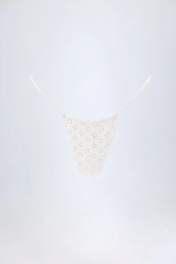 Bosa Broderie Anglaise Drawstring Bikini Bottoms in White Bosa Broderie Anglaise Drawstring Bikini Bottoms in White