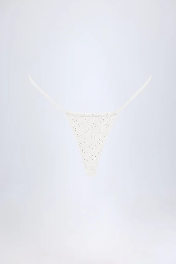 Bosa Broderie Anglaise Drawstring Bikini Bottoms in White Bosa Broderie Anglaise Drawstring Bikini Bottoms in White