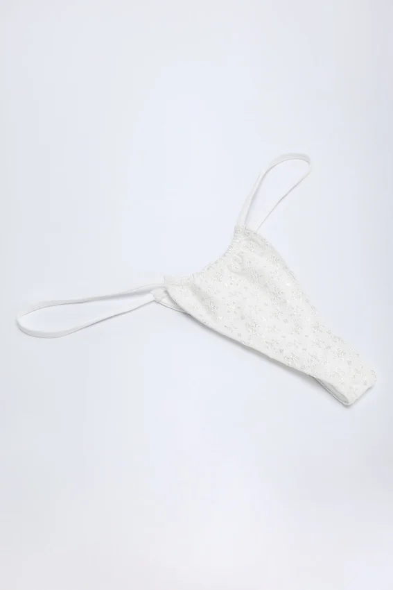 Bosa Broderie Anglaise Drawstring Bikini Bottoms in White Bosa Broderie Anglaise Drawstring Bikini Bottoms in White