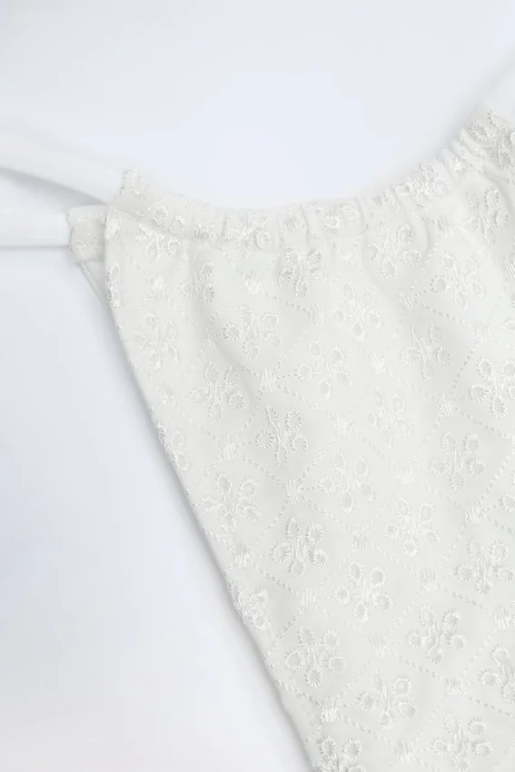 Bosa Broderie Anglaise Drawstring Bikini Bottoms in White Bosa Broderie Anglaise Drawstring Bikini Bottoms in White