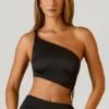 Brisa Ruched Asymmetric Crop Top in Black Brisa Ruched Asymmetric Crop Top in Black