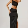 Brisa Ruched Asymmetric Crop Top in Black Brisa Ruched Asymmetric Crop Top in Black