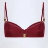 Bruny Bead-Embellished Ruched Underwired Bikini Top in Dark Cherry Bruny Bead-Embellished Ruched Underwired Bikini Top in Dark Cherry