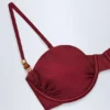 Bruny Bead-Embellished Ruched Underwired Bikini Top in Dark Cherry Bruny Bead-Embellished Ruched Underwired Bikini Top in Dark Cherry