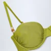 Bruny Bead-Embellished Ruched Underwired Bikini Top in Olive Green Bruny Bead-Embellished Ruched Underwired Bikini Top in Olive Green