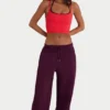 Brushed Cotton Jersey Mid-Rise Relaxed Joggers in Burgundy Brushed Cotton Jersey Mid-Rise Relaxed Joggers in Burgundy