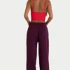 Brushed Cotton Jersey Mid-Rise Relaxed Joggers in Burgundy Brushed Cotton Jersey Mid-Rise Relaxed Joggers in Burgundy