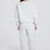 Brushed Cotton Jersey Mid-Rise Relaxed Joggers in Grey Marl Brushed Cotton Jersey Mid-Rise Relaxed Joggers in Grey Marl