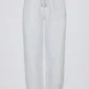 Brushed Cotton Jersey Mid-Rise Relaxed Joggers in Grey Marl Brushed Cotton Jersey Mid-Rise Relaxed Joggers in Grey Marl