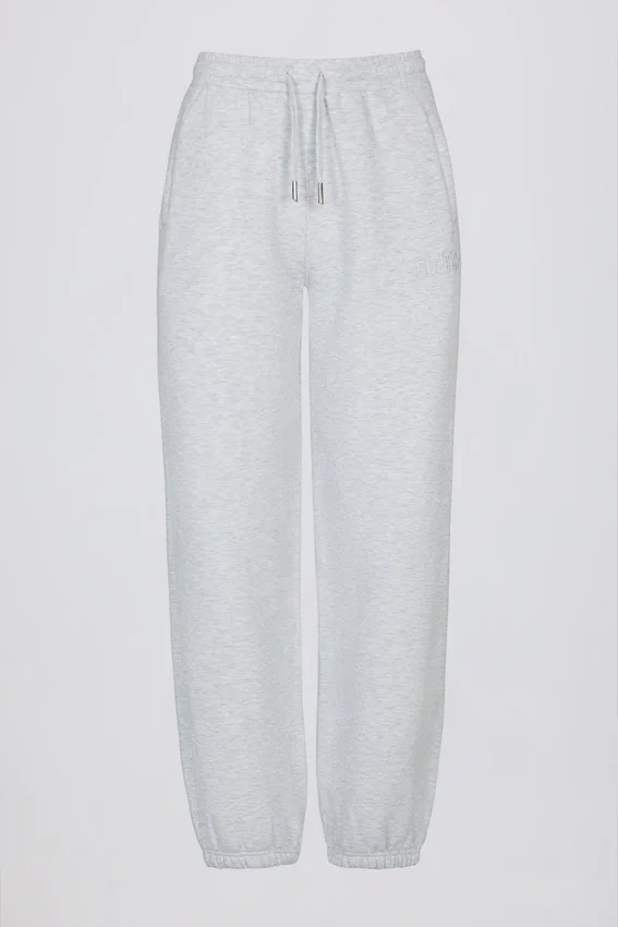 Brushed Cotton Jersey Mid-Rise Relaxed Joggers in Grey Marl Brushed Cotton Jersey Mid-Rise Relaxed Joggers in Grey Marl