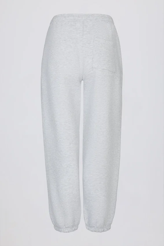 Brushed Cotton Jersey Mid-Rise Relaxed Joggers in Grey Marl Brushed Cotton Jersey Mid-Rise Relaxed Joggers in Grey Marl