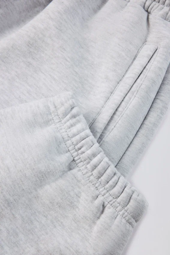 Brushed Cotton Jersey Mid-Rise Relaxed Joggers in Grey Marl Brushed Cotton Jersey Mid-Rise Relaxed Joggers in Grey Marl