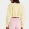 Brushed Jersey Button-Up Cropped Cardigan in Soft Yellow Brushed Jersey Button-Up Cropped Cardigan in Soft Yellow