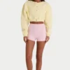 Brushed Jersey Button-Up Cropped Cardigan in Soft Yellow Brushed Jersey Button-Up Cropped Cardigan in Soft Yellow