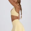 Brushed Jersey Crossover Mini Skort in Lemon Marl Brushed Jersey Crossover Mini Skort in Lemon Marl