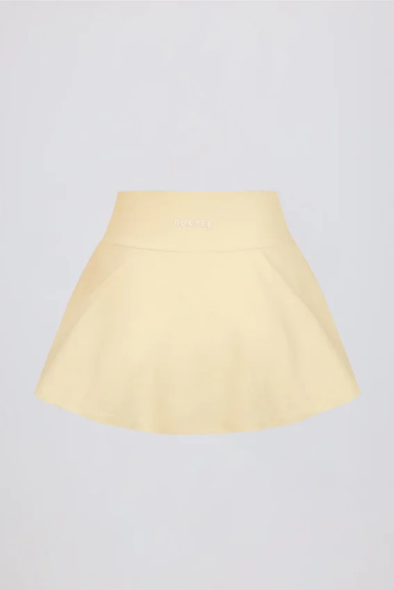 Brushed Jersey Crossover Mini Skort in Lemon Marl Brushed Jersey Crossover Mini Skort in Lemon Marl