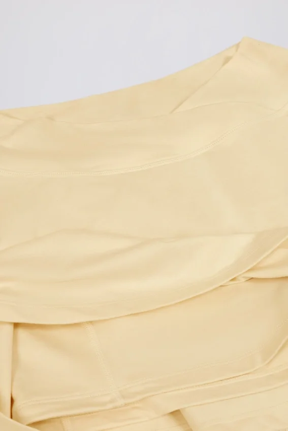 Brushed Jersey Crossover Mini Skort in Lemon Marl Brushed Jersey Crossover Mini Skort in Lemon Marl