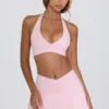 Brushed Jersey Crossover Mini Skort in Pale Pink Marl Brushed Jersey Crossover Mini Skort in Pale Pink Marl