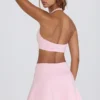 Brushed Jersey Crossover Mini Skort in Pale Pink Marl Brushed Jersey Crossover Mini Skort in Pale Pink Marl